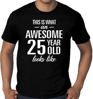 Bellatio Decorations Grote Maten Awesome 25 year old/ 25 jarige t-shirt voor heren zwart 4XL - Feestshirts