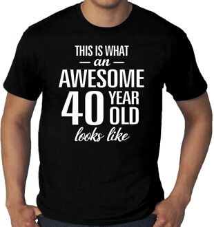 Bellatio Decorations Grote Maten Awesome 40 year old/ 40 jarige t-shirt voor heren zwart
