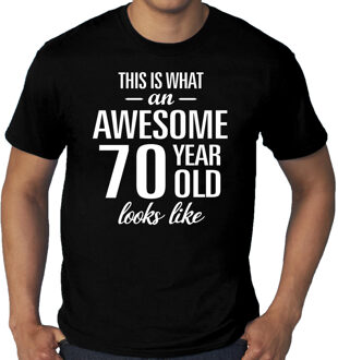 Bellatio Decorations Grote Maten Awesome 70 year old/ 70 jarige t-shirt voor heren zwart 3XL - Feestshirts
