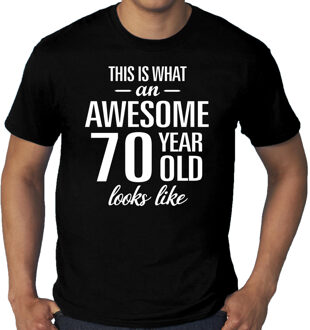 Bellatio Decorations Grote Maten Awesome 70 year old/ 70 jarige t-shirt voor heren zwart