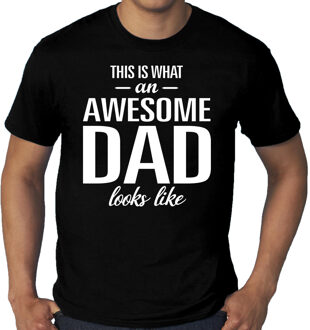 Bellatio Decorations Grote Maten Awesome dad / geweldige vader t-shirt voor heren zwart 3XL - Feestshirts