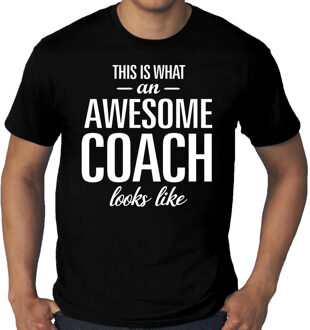 Bellatio Decorations Grote Maten Awesome / geweldige coach t-shirt voor heren zwart 3XL - Feestshirts
