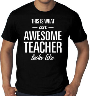 Bellatio Decorations Grote Maten Awesome teacher / geweldige leraar t-shirt voor heren zwart 4XL - Feestshirts