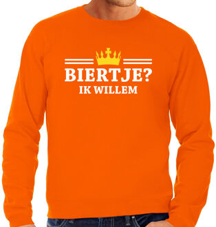 Bellatio Decorations Grote maten Biertje ik Willem sweater oranje voor heren - Koningsdag truien 3XL