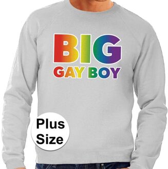 Bellatio Decorations Grote maten  Big Gay Boy regenboog sweater grijs voor heren 3XL