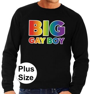 Bellatio Decorations Grote maten Big Gay Boy regenboog sweater zwart voor heren 3XL