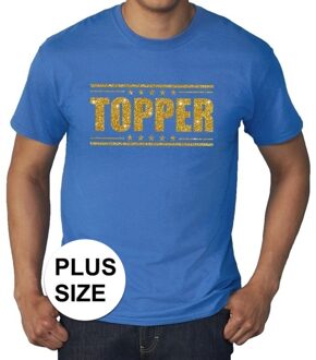 Bellatio Decorations Grote maten blauw Topper t-shirt - Topper in gouden glitter letters heren - Toppers dresscode kleding 3XL