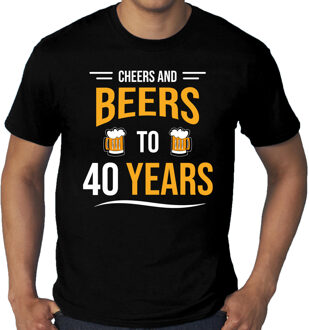 Bellatio Decorations Grote maten Cheers and beers 40 jaar verjaardag cadeau t-shirt zwart voor heren 4XL