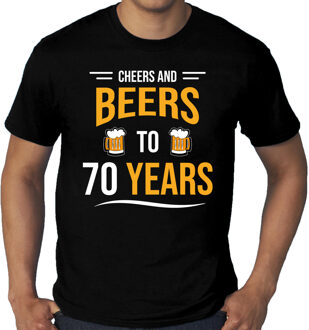 Bellatio Decorations Grote maten Cheers and beers 70 jaar verjaardag cadeau t-shirt zwart voor heren