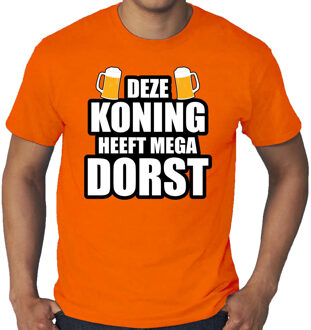 Bellatio Decorations Grote maten Deze Koning heeft dorst t-shirt oranje voor heren - Koningsdag shirts 3XL