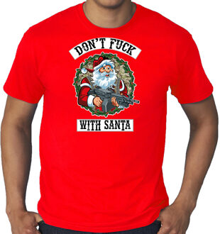 Bellatio Decorations Grote maten fout Kerstshirt / Kerst t-shirt Dont fuck with Santa rood voor heren - Kerstkleding / Christmas outfit 3XL