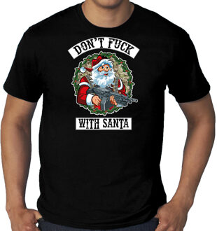 Bellatio Decorations Grote maten fout Kerstshirt / Kerst t-shirt Dont fuck with Santa zwart voor heren - Kerstkleding / Christmas outfit 3XL