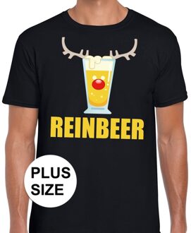 Bellatio Decorations Grote maten foute Kerst t-shirt Reinbeer zwart voor heren
