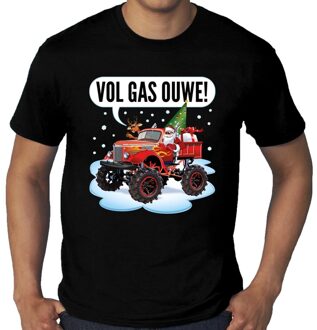 Bellatio Decorations Grote maten foute kerstborrel t-shirt / Kerst shirt Monstertruck Santa zwart voor heren 4XL - kerst t-shirts