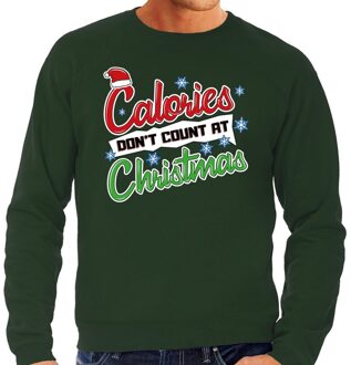 Bellatio Decorations Grote maten foute kerstborrel trui / kersttrui Calories don't count at christmas groen voor heren 3XL (58) - kerst truie