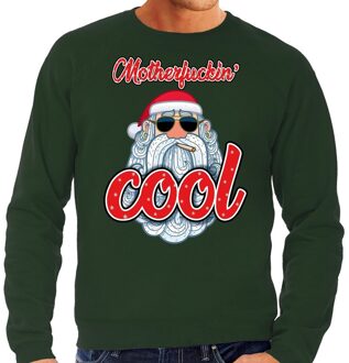 Bellatio Decorations Grote maten foute Kersttrui / sweater -  Stoere kerstman - motherfucking cool - groen voor heren - kerstkleding / kerst outfit 3XL (58)