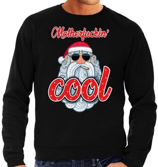 Bellatio Decorations Grote maten foute Kersttrui / sweater -  Stoere kerstman - motherfucking cool - zwart voor heren - kerstkleding / kerst outfit 3XL (58)