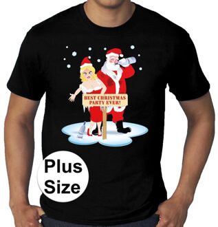 Bellatio Decorations Grote maten foute Kersttrui t-shirt - Best Christmas party ever - zwart - voor heren