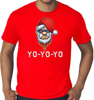 Bellatio Decorations Grote maten Gangster / rapper Santa fout Kerstshirt / outfit rood voor heren