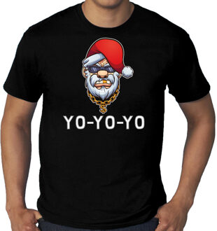 Bellatio Decorations Grote maten Gangster / rapper Santa fout Kerstshirt / outfit zwart voor heren