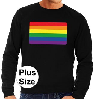 Bellatio Decorations Grote maten Gay pride regenboog vlag sweater zwart voor heren 3XL