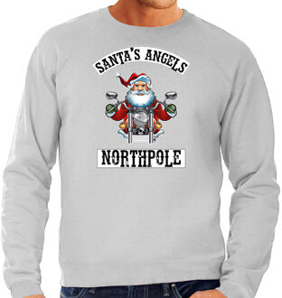 Bellatio Decorations Grote maten grijze Kersttrui / Kerstkleding Santas angels Northpole voor heren 3XL (58) - kerst truien Grijs