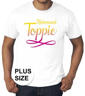 Bellatio Decorations Grote maten Helemaal toppie t-shirt - wit met gekleurde letters - plus size heren 3XL