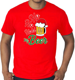 Bellatio Decorations Grote maten Ho ho hold my beer fout Kerstshirt / outfit rood voor heren