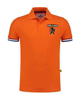 Bellatio Decorations Grote maten Holland fan polo t-shirt oranje luxe kwaliteit met leeuw op borst - 200 grams - heren 3XL