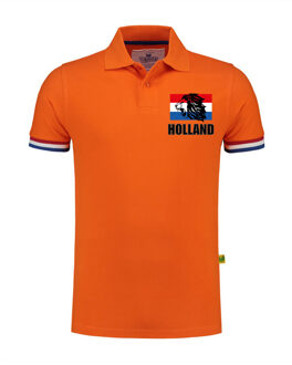 Bellatio Decorations Grote maten Holland fan polo t-shirt oranje luxe kwaliteit Nederlandse vlag met leeuw op borst - 200 g - heren 3XL