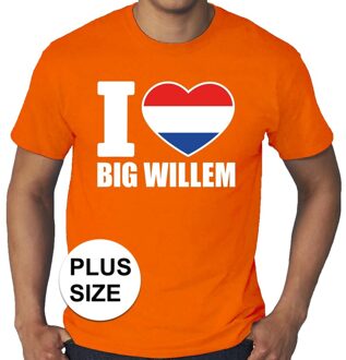 Bellatio Decorations Grote maten I love big Willem shirt oranje heren 3XL - Feestshirts