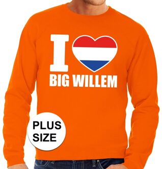 Bellatio Decorations Grote maten I love big Willem trui oranje heren 3XL - Feesttruien