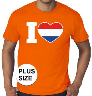 Bellatio Decorations Grote maten I love Holland shirt oranje heren 3XL - Feestshirts