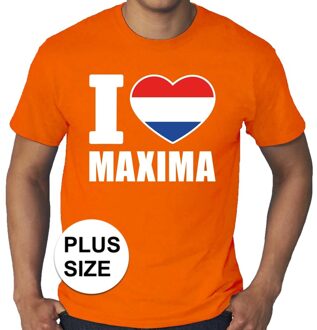 Bellatio Decorations Grote maten I love Maxima shirt oranje heren 3XL - Feestshirts