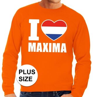 Bellatio Decorations Grote maten I love Maxima trui oranje heren 3XL - Feesttruien