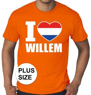 Bellatio Decorations Grote maten I love Willem shirt oranje heren 3XL - Feestshirts