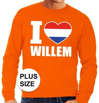 Bellatio Decorations Grote maten I love Willem trui oranje heren 3XL - Feesttruien