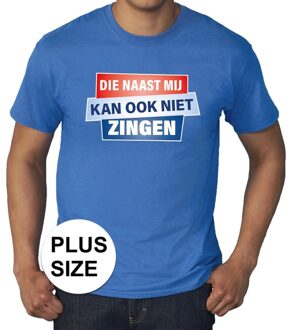 Bellatio Decorations Grote maten Kan ook niet zingen shirt blauw heren