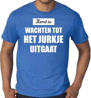 Bellatio Decorations Grote maten Kerst is: wachten tot het jurkje uitgaat Kerst t-shirt / Kerst outfit blauw voor heren