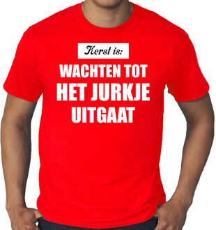 Bellatio Decorations Grote maten Kerst is: wachten tot het jurkje uitgaat Kerstshirt / Kerst t-shirt rood voor heren - Kerstkleding / Christmas outfit 3XL