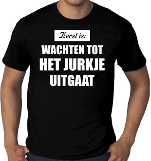 Bellatio Decorations Grote maten Kerst is: wachten tot het jurkje uitgaat Kerstshirt / Kerst t-shirt zwart voor heren - Kerstkleding / Christmas outfit 4XL