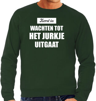 Bellatio Decorations Grote maten Kerst is: wachten tot het jurkje uitgaat Kerstsweater / Kersttrui groen voor heren - Kerstkleding / Christmas outfit 3XL (58)