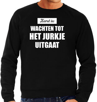 Bellatio Decorations Grote maten Kerst is: wachten tot het jurkje uitgaat Kerstsweater / Kersttrui zwart voor heren - Kerstkleding / Christmas outfit 3XL (58)