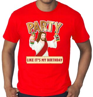 Bellatio Decorations Grote maten Kerst shirt / kerstkleding rood met party Jezus voor heren 3XL - kerst t-shirts