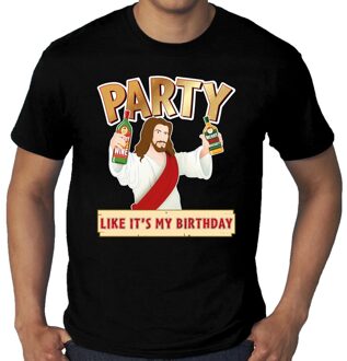 Bellatio Decorations Grote maten Kerst shirt / kerstkleding zwart met party Jezus voor heren 3XL - kerst t-shirts