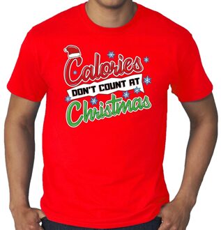 Bellatio Decorations Grote maten kerstborrel shirt / Fout Kerst t-shirt calories dont count at christmas rood voor heren 3XL - kerst t-shirts