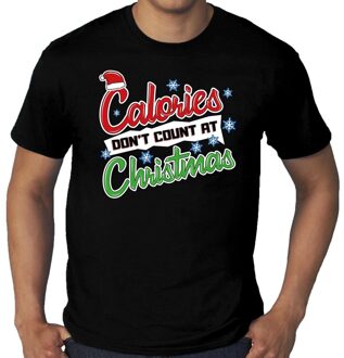 Bellatio Decorations Grote maten kerstborrel shirt / Fout Kerst t-shirt calories dont count at christmas zwart voor heren 3XL - kerst t-shirt