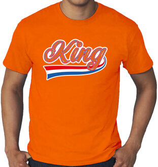 Bellatio Decorations Grote maten King met sierlijke wimpel t-shirt oranje voor heren - Koningsdag shirts