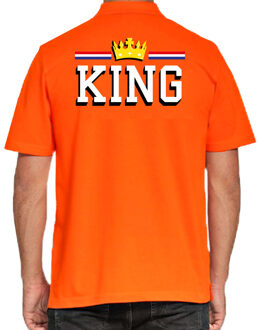 Bellatio Decorations Grote maten King polo shirt oranje voor heren - Koningsdag polo shirts 3XL