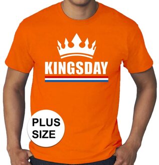 Bellatio Decorations Grote maten Kingsday / koningsdag met kroon shirt oranje heren 3XL - Feestshirts